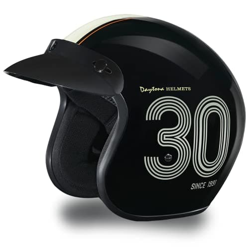 Daytona Helmets 34 Shell Open Face Motorcycle Helmet DOT Approved Lightweight Comfortable Vintage Design for Scooter Cruiser Street Bikes Adjustable Fit Enhanced Ventilation Clear Visor
