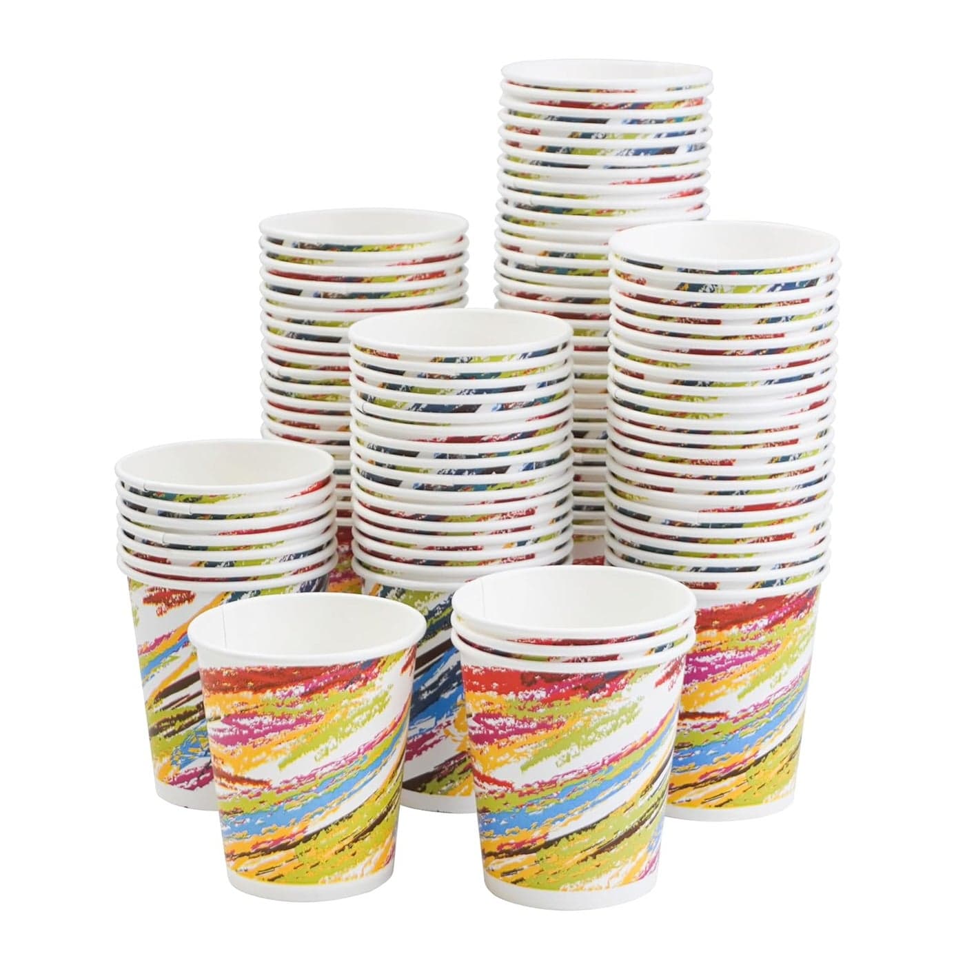 PARICOTT 200ml Crayon Printed CupEcoFriendly Disposable Glasses Drinking CupsCocktail Cold Drink Juice Water Party Paper Cups for Hot Cold Beverages Pack of 200pcs Multicolour