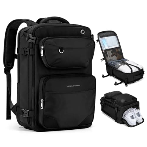 Maelstrom Travel Backpack for Men Women 35L Carry on Backpack for Traveling on Airplanewith Belt BagShoe CompartmentWaterproof Laptop Backpack fit 17LaptopPure BlackLarge