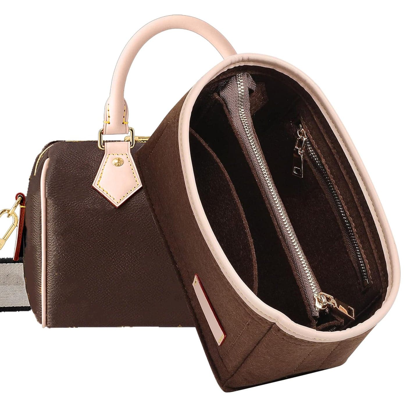 Doxo Purse Organizer Insert for Handbags Felt Tote Bag Fit LV Speedy 20Alam BBPetit Noe MoreSBrown