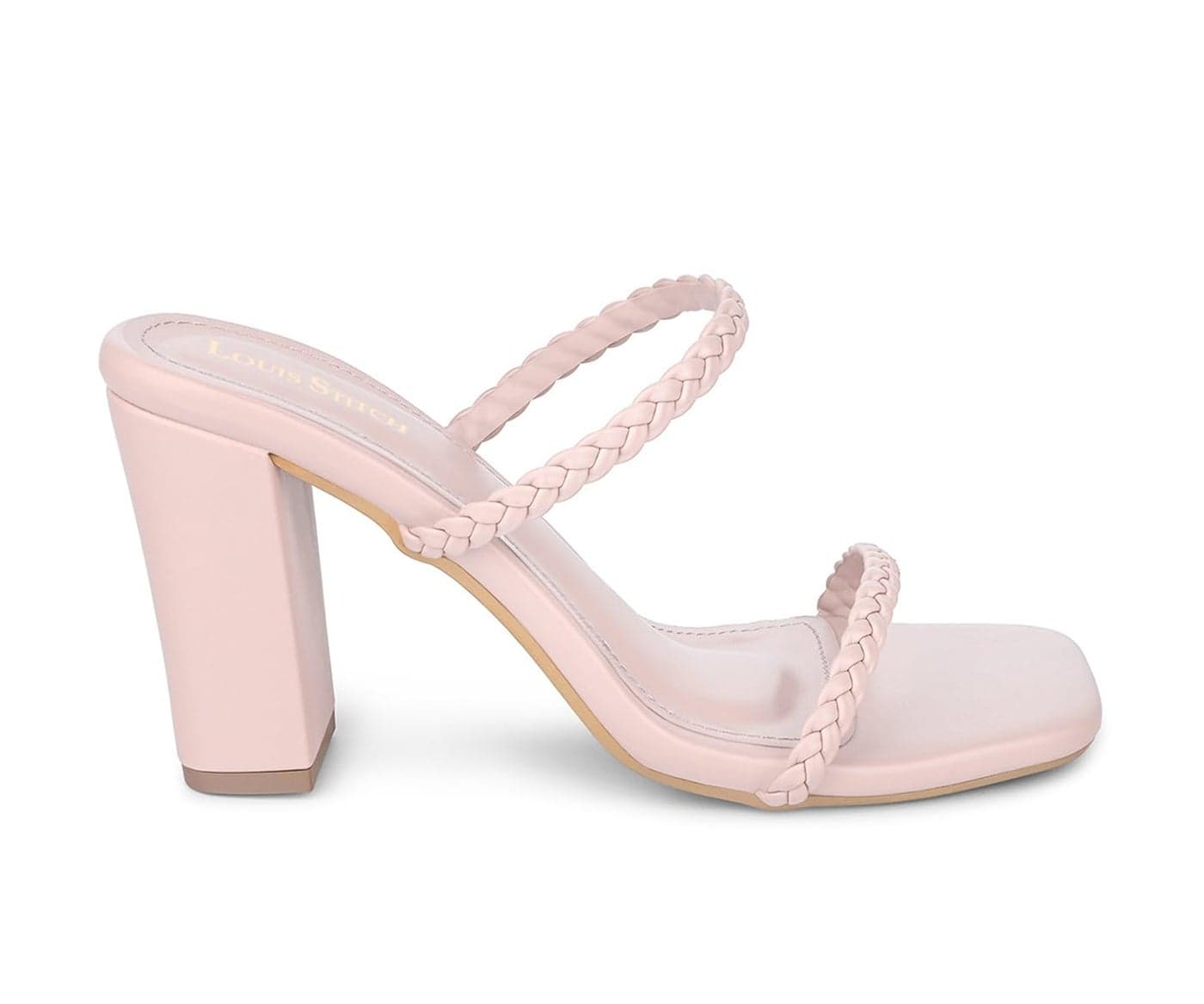 LOUIS STITCH Women’s Fashion Slip-On Block Heel Sandals | Open Toe Peach Pink Stylish Mule Heel Sandal for Ladies | UK-7