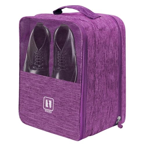 PNEUICALLY Large Shoe Bags for Travel Shoe Travel Bag Holds 3 Pairs of Shoes Travel Shoe Bags for Packing in Suitcase Portable Dance Shoe Storage Pouch Shoe Organizer Sneaker Storage BagPurple