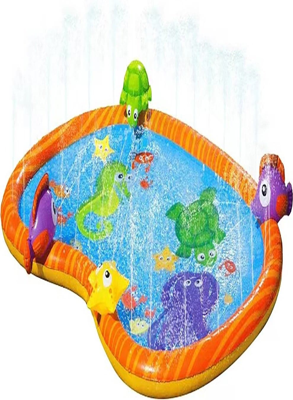 Kids Inflatable Sprinkler Splash Pad 56" -Colorful Ocean Sea Creatures Life Water Play Mat with Built-in Sprayer for Backyard, Lawn, Beach - Outdoor Summer Toys for Toddlers Boys Girls