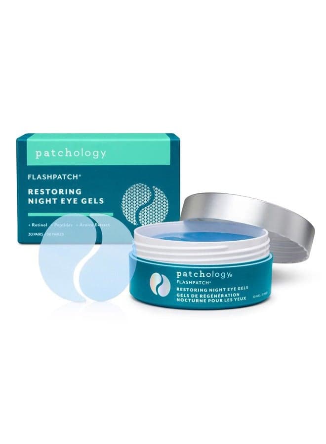 Restoring Eye Gel Patches with Retinol & Collagen - Eye Masks for Dark Circles, Puffy Eyes & Wrinkles - Anti-Aging Overnight Eye Pads Set - Brighten Skin Care for Eye Bags (30 Pairs)