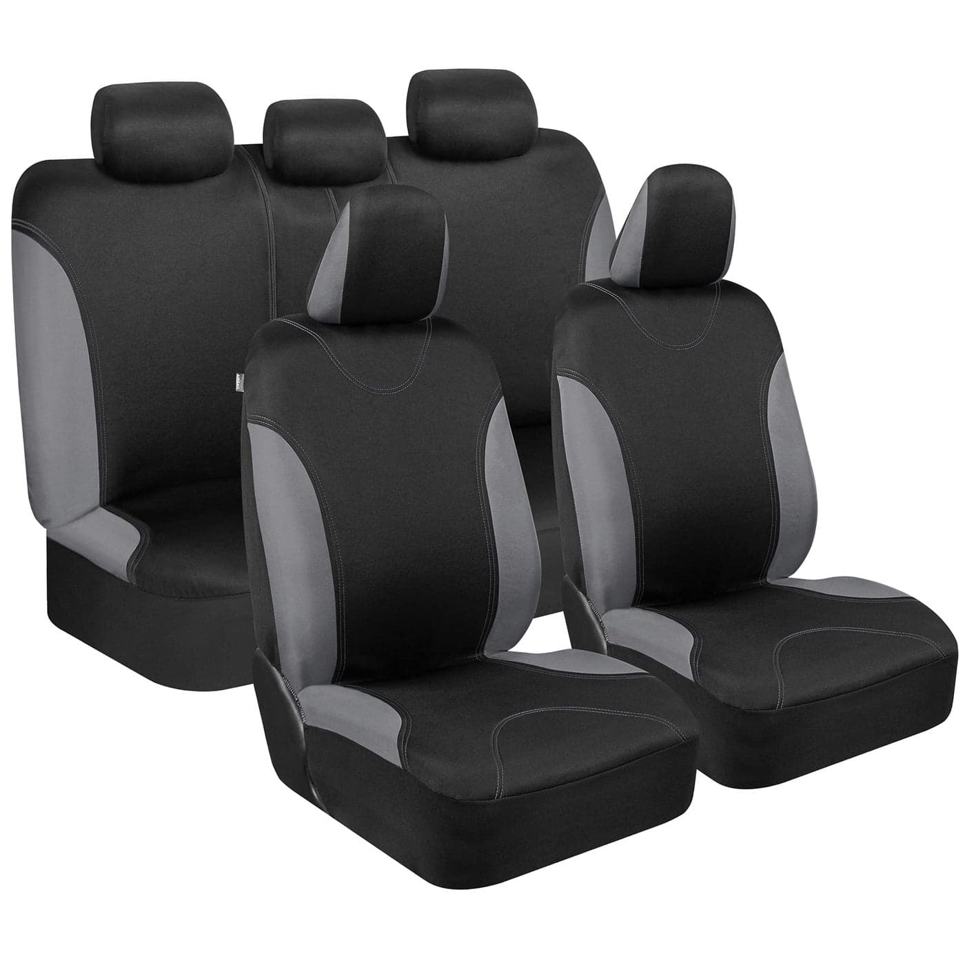 BDK UltraSleek Gray Seat Covers for Cars TwoTone Front Seat Covers with Matching Back Car Seat Cover Made to Fit Most Auto Truck Van SUV Interior Car Accessories Car Seat Covers Full Set