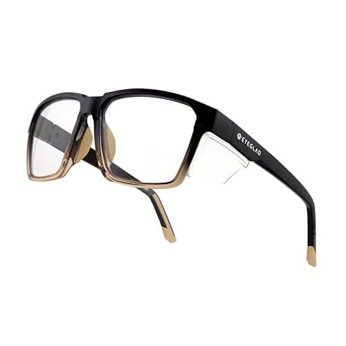 EYEGLAD VETRA Z87 Certified Safety Glasses UV400 Side Shield AntiOil Coating Stylish Eyewear Ink Clear