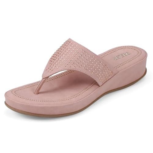 DOCTOR EXTRA SOFT Women's Fashionable Stylish Orthopedic Memory Foam Thong Slippers/Flip Flops|Comfortable & Lightweight|Breathable & Anti-Slip| Casual Slip-on Sandals for Ladies/GirlsD-626 Peach 3UK
