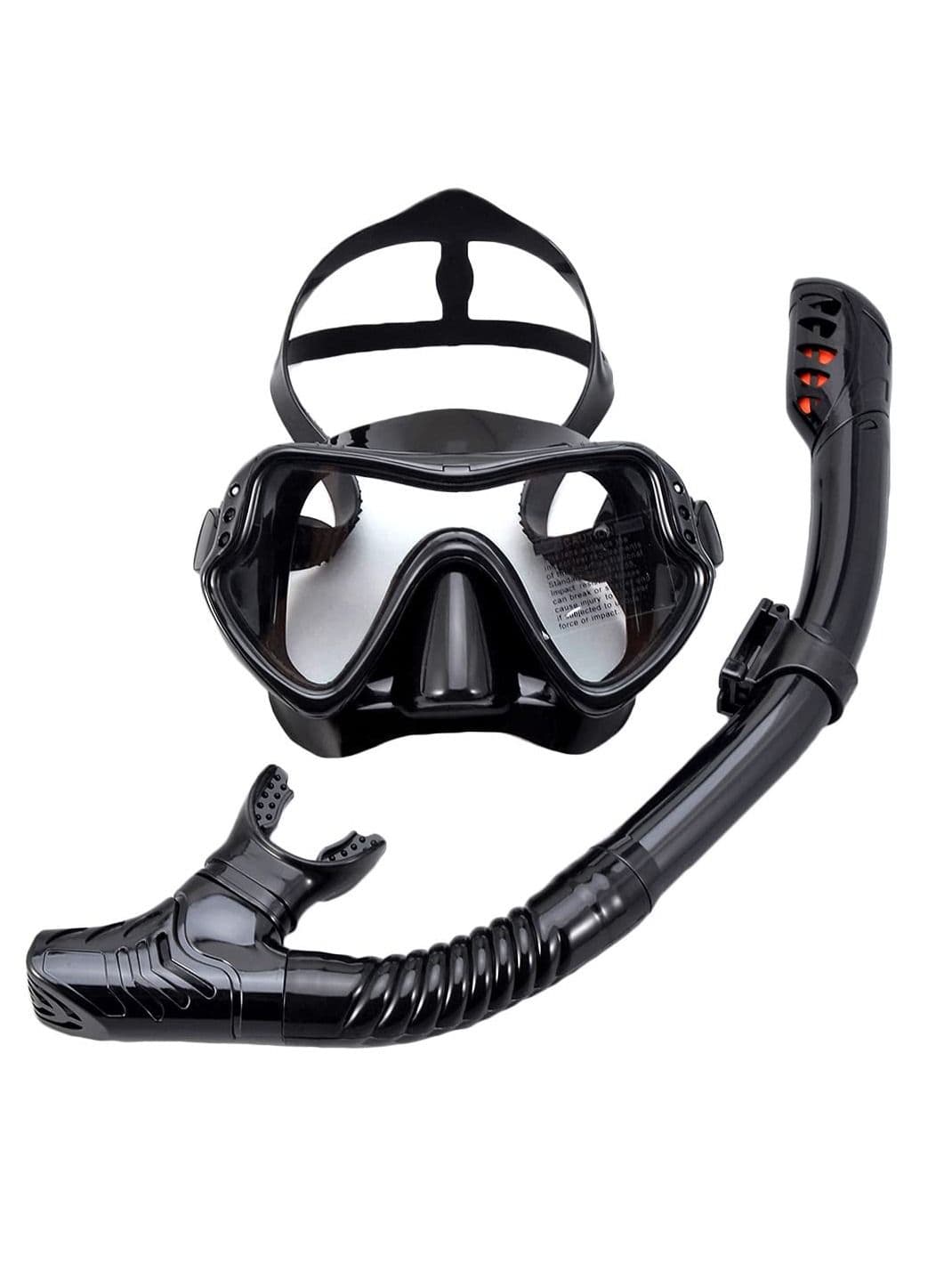 Snorkel Set for Women and Men Anti-Fog Tempered Glass AdultsSnorkel Diving Mask and Snorkels Goggles Glasses Diving Swimming Easy Breath Tube Set Snorkel Mask-Black