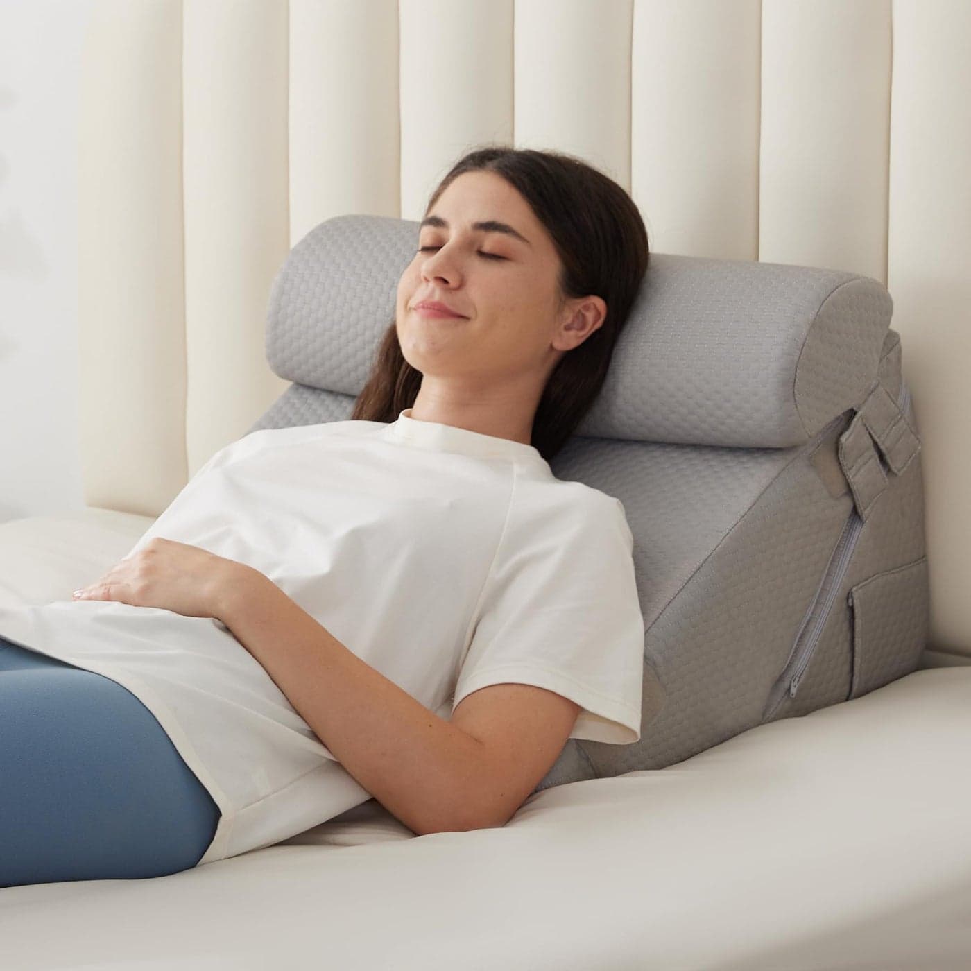 BIEEZZK 3PCS Wedge Pillow Set Adjustable Wedge Pillow Headboard Bed Wedge Pillows for Back Pain Relief Sleeping Post Surgery Back Support Pillow for Bed Sitting Up Snoring GERDGrey
