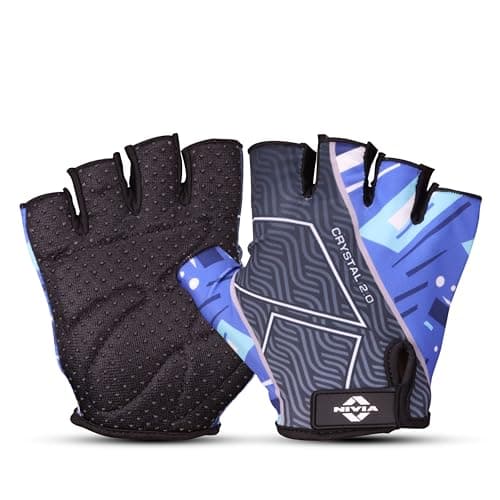 Nivia Crystal 2.0 Gym Gloves for Men & Women, Dotted Padded Palm with Breathable Fabric & Stretch Gussets Between Fingers, Ideal for Cycling, Crossfit, Weightlifting & Fitness Workouts (Purple, L)