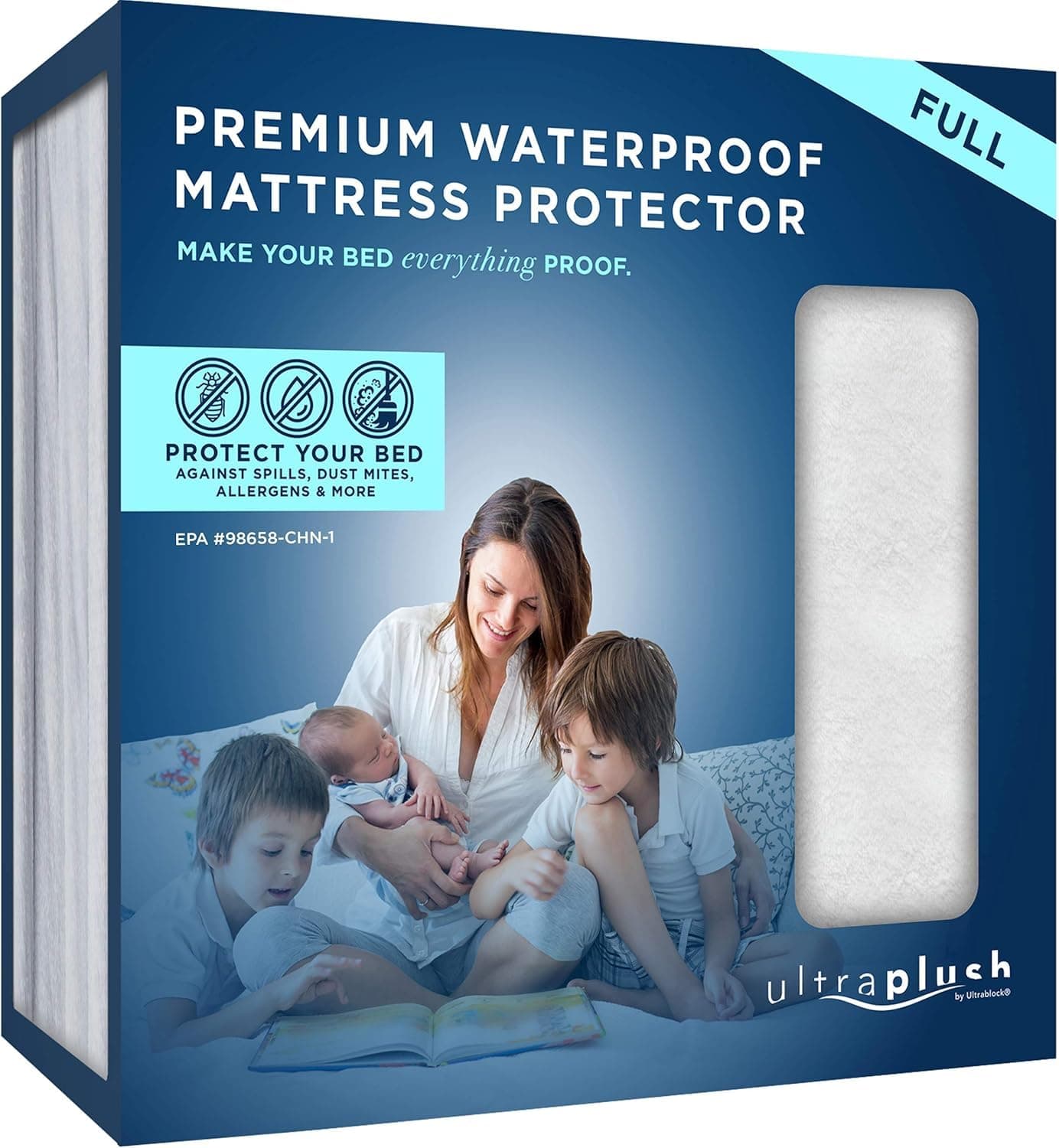 Premium Waterproof Mattress Protector Full Breathable Vinyl Free Noiseless Mattress Cover Fitted Style with Deep Pockets 1518 Bedwetting Dorm Room Essentials