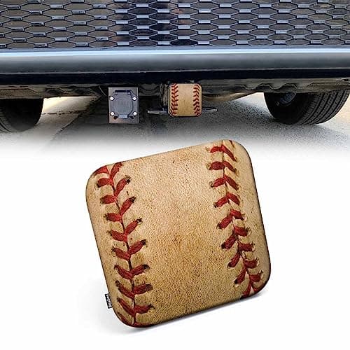 Beabes Tow Hitch Covers Baseball Grunge Sport Leather Worn Baseball Auto 2 Inch Trailer Hitch Cover Plug Cap Insert Receiver Tube Hitch Covers for Most Cars Trucks SUVs