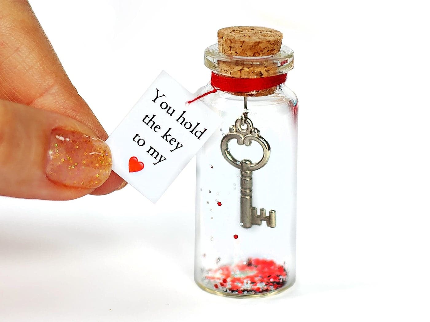 Kseniya Revta Anniversary Present for Her & Him, Romantic Gift to Boyfriend & Girlfriend, Message in Jar I Love You Gifts Wife Husband ((02) Key - You Hold the Key to My Heart, Gift Bottle)