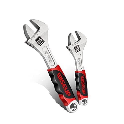 WISEUP Adjustable Wrench Sets 8 inch & 10 Inch Cr-V Forged Industrial Grade Hand Tools Wrench Set With Anti-Slip Grip crescent style