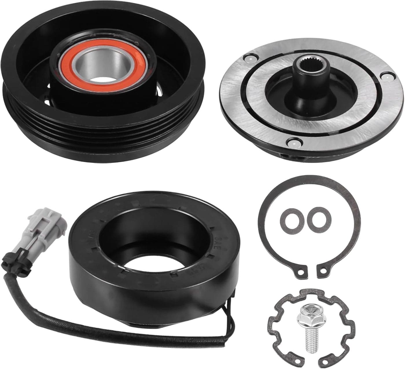 X AUTOHAUX AC Compressor Clutch Kit Pulley Coil for Chevrolet Tahoe 5.3L (2000-2014)