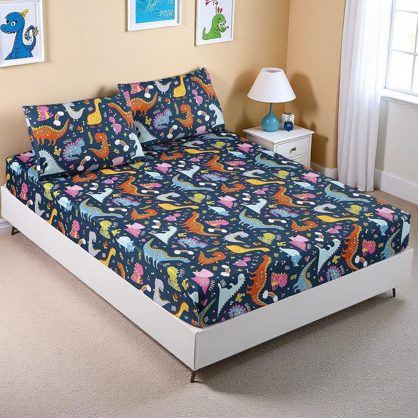 MAG 3 Pcs Dinosaur Sheets Twin Size Sheet Set with 2 Pillowcases Super Soft Microfiber for Kids Teens and Boys GirlsDinosaur Bedding Twin