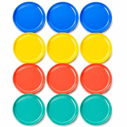 Plato Taquero Mexicano Fiesta Set - Authentic Colorful Mexican Taco Plate Set - Multicolor - Set of 12 - for Taquerias, Taco Tuesday Colorful Plastic Plates Reusable - Plato Taquero