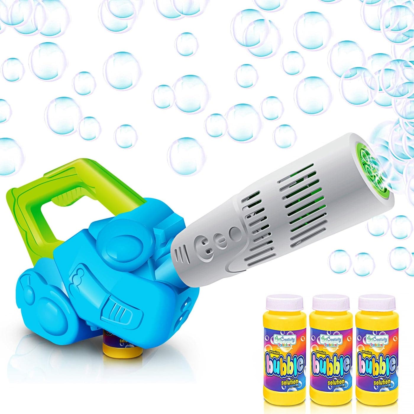 ArtCreativity Bubble Leaf Blower for Kids with 3 Refill Solutions, Bubble Toys for Toddlers 1-3, Birthday Gift Toys, Fun Outdoor Bubble Machine for Kids, Summer Outdoor Activities for Kids Ages 3-5.