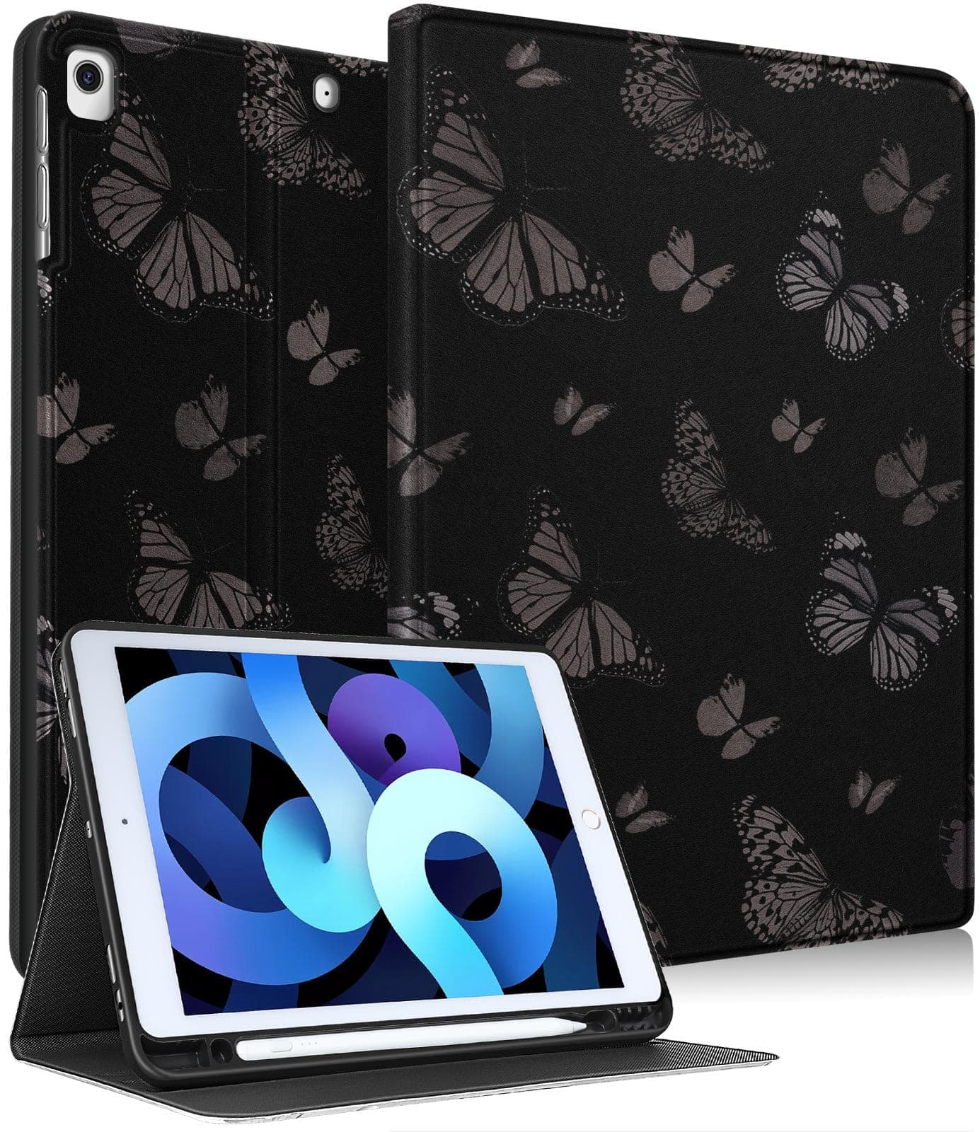 Uppuppy for iPad 9th8th7th Generation Case 102 Inch Girls Cute Women Butterfly Folio Smart Cover Pencil Holder Girly Pretty Teens Aesthetic Kawaii Cases for Apple iPad 789 Gen A2602 A2270 A2197