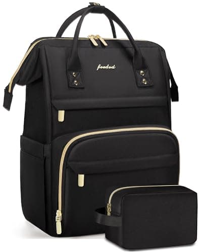 Focdod Backpack for Women 156 Inch Laptop Backpack Work Business Backpacks Purse Waterproof Computer College Backpacks Nurse Bag Backbag 2 Sets Casual Daypack for Travel Black