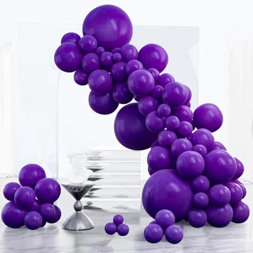 PartyWoo Dark Purple Balloons 123pcs Different Sizes of 18 12 10 5 Inch Royal Purple Balloon Arch Kit Garland for Birthday Baby Shower Graduation Anniversary Bachelorette Party Decorations PurpleY16
