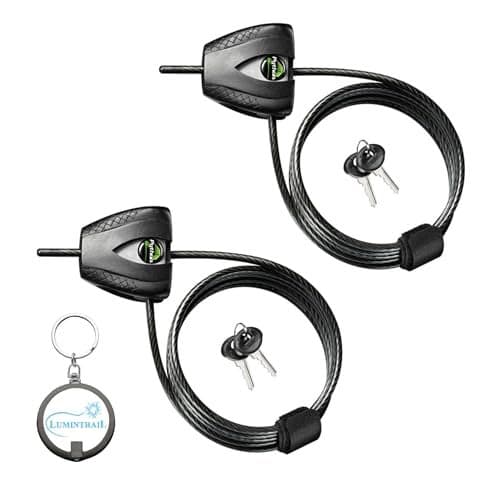 Master Lock 8417D Cable Lock, Python Adjustable Keyed Cable Lock, 6 ft. Long, 2 Pack Bundle with Keychain Light