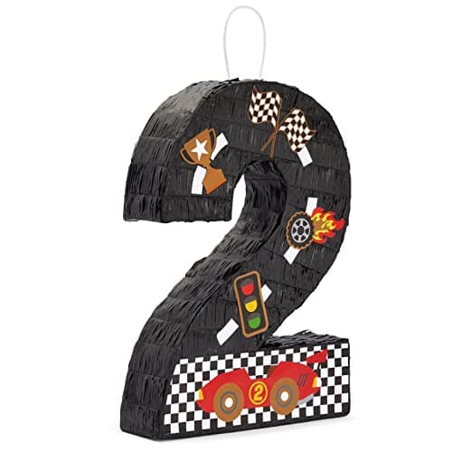 BLUE PANDA Number 2 Race Car Pinata for Party Supply Two Fast Birthday Decor 3Ply Construction Party Decoration 165 x 1185 x 3 In Pack of 1