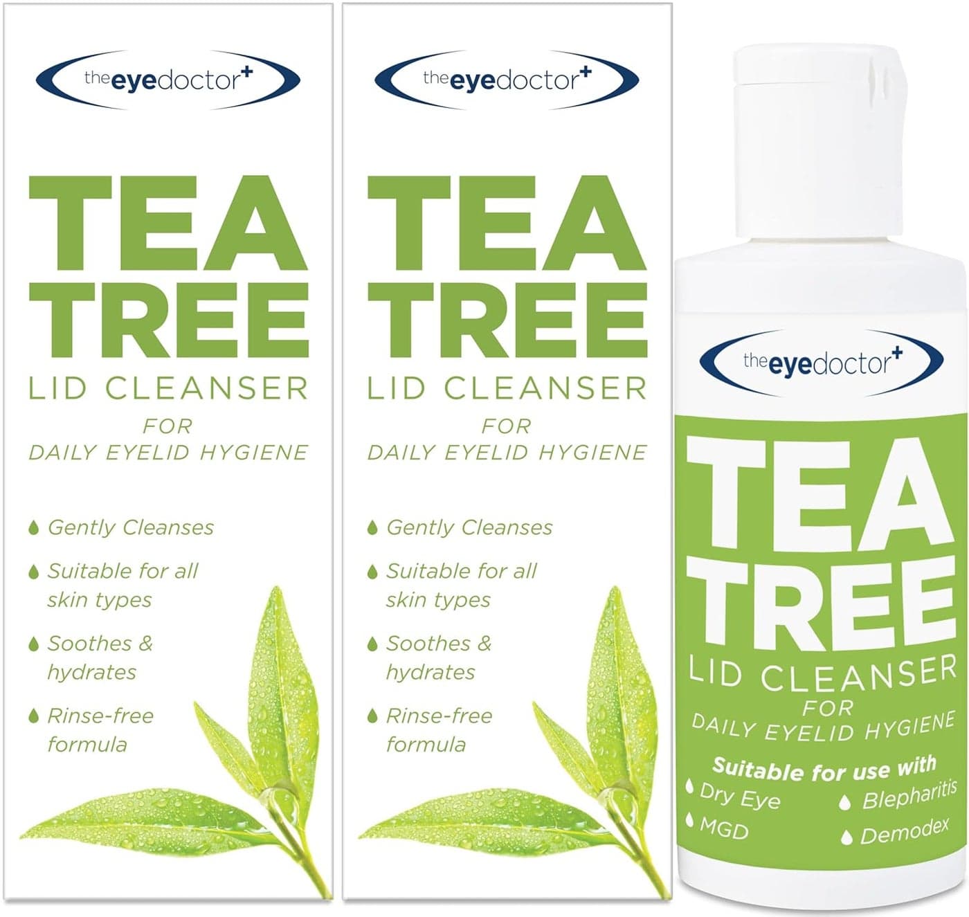 The Eye Doctor Tea Tree Lid Cleanser Twin Pack 2X 100ml Daily Hygiene Remove Debris Makeup Eyelid Eyelashes Suitable for Sensitive Eyes Tea Tree Oil Argan Oil Coconut Oil Micellar Water
