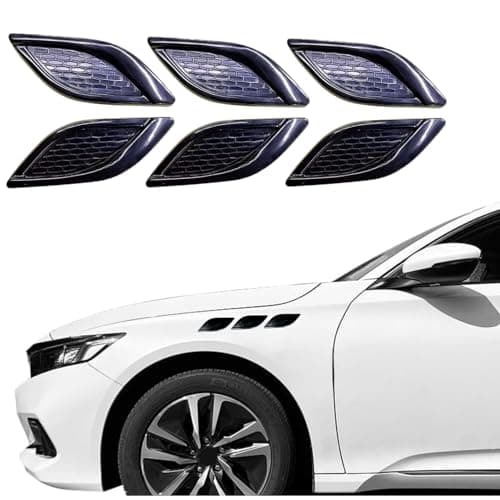 SARTE Fender Trim Decorative Scoop Vent – Universal Auto Air Flow Bumper Side Decal Hood Spoiler Door Trim Carbon Fiber Glossy Black ABS Exterior for Most Cars (Pack of 6 Pcs)