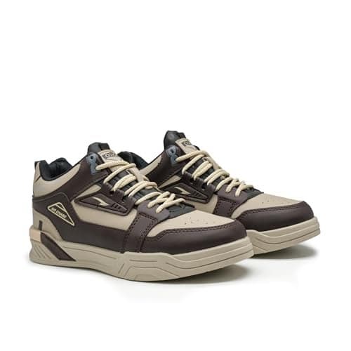 ASIAN Men CHICAGO-11 Stylish Casual Mid Top Sneakers and Trendy Shoes with Laces for Men & Boys | Perfect for Wearing to Outings, and Comfortable All-Day Use, Stylish and Durable Beige Brown,UK 9