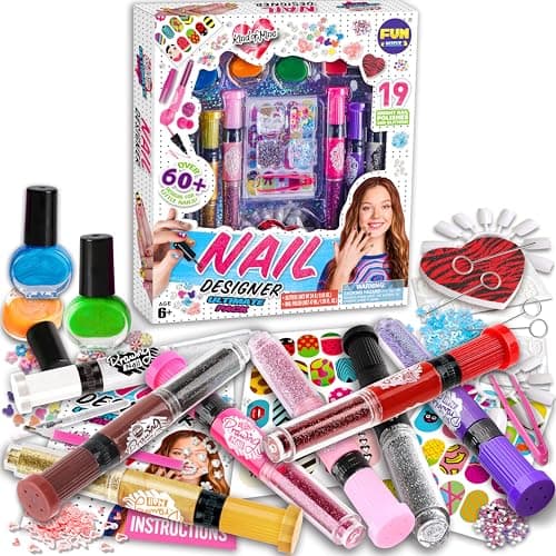 Nail Polish Pens Kit for Girls Ages 712 FunKidz Nail Pen Combo Kit Teen Gift Peelable Nail Art Studio Set with Cool Girly Decoration Stuff Pearl Beads Glitter Nail Stickers Nail File Gems