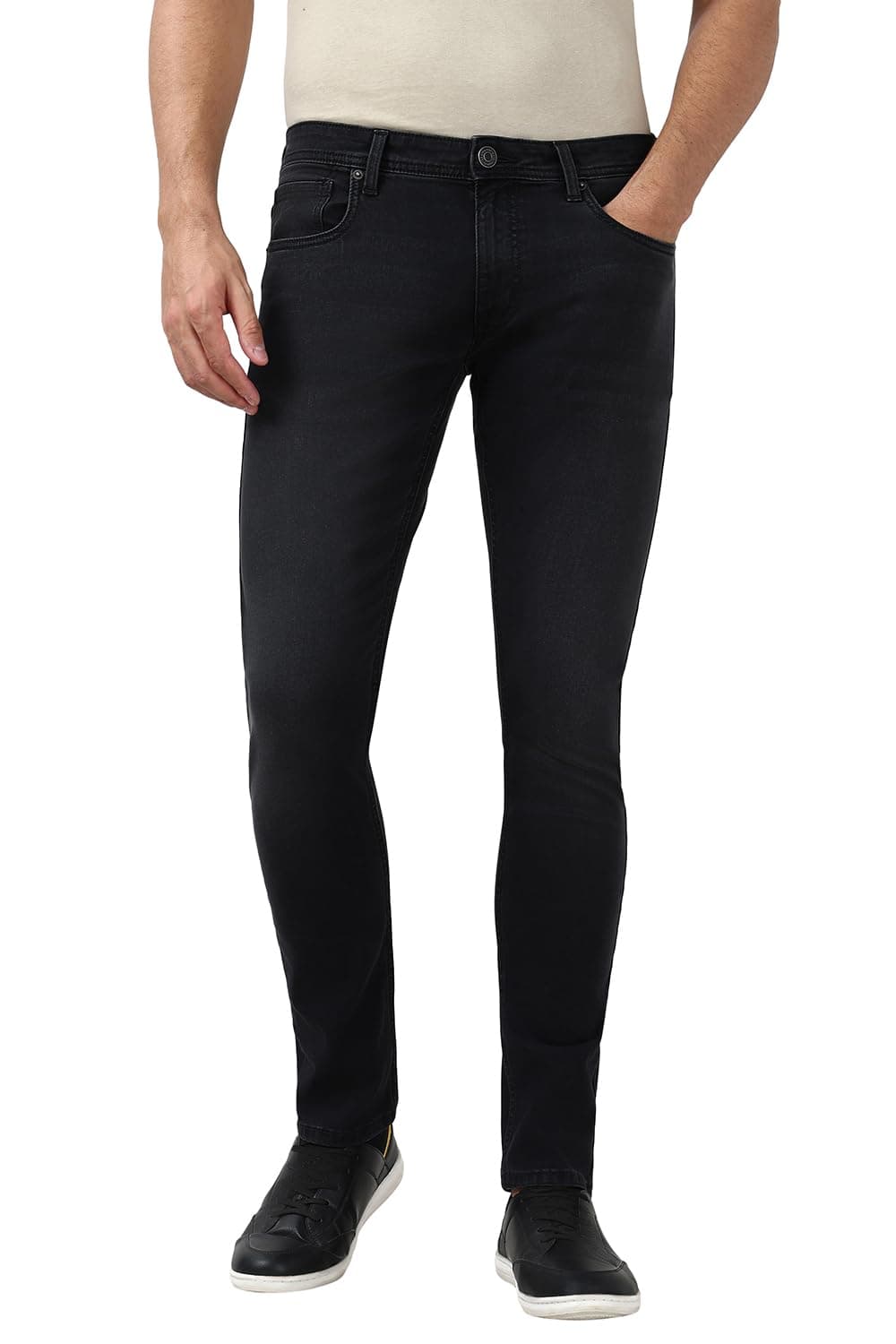 Peter England Men Black Light Wash Jeans