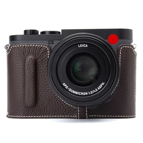 DBZZ Q3 Vintage Genuine Leather Camera Case Handcrafted HalfWrap Camera Protector Cover Bag For Leica Q3 Mochawhite line