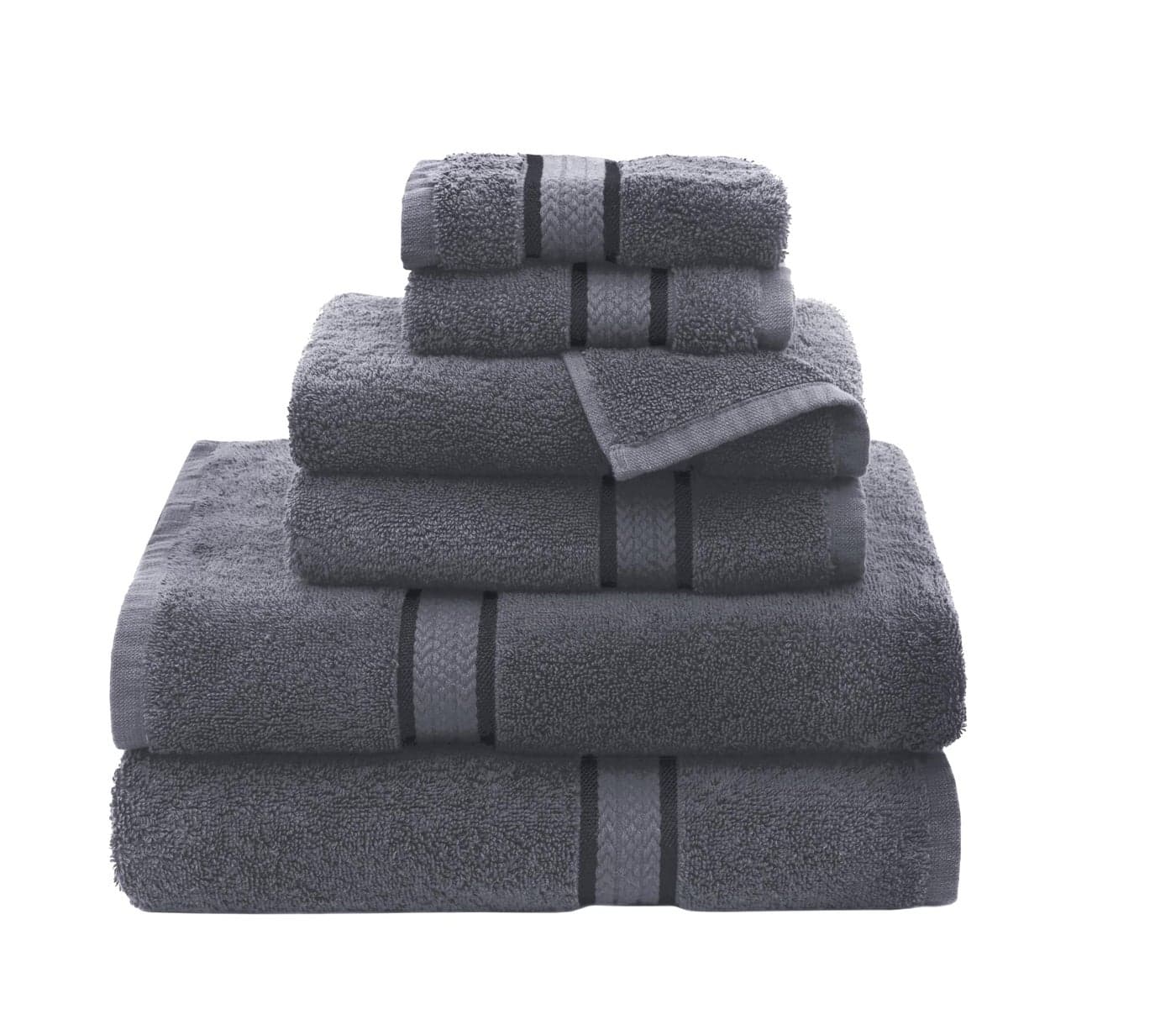 COTTON CRAFT Ultra Soft 6 Piece Towel Set - 2 Large Bath Towels, 2 Hand Towels, 2 Washcloths - Absorbent 580 GSM Quick Dry Everyday Luxury Hotel Bathroom Spa Gym Shower Pool - 100% Cotton - Charcoal