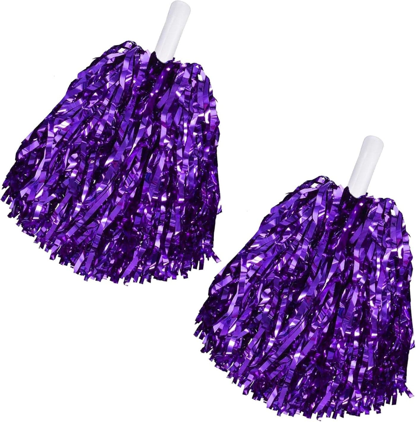 Wanna Party Cheerleading Metallic Foil Pom Poms with Baton Handle for Game Sports Squads Dancing Party Football Basketball Club Spirit Sports Stage Performance Celebration- Purple-1 Pc