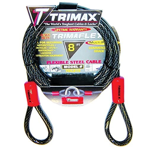 Trimax TDL815 - Trimaflex Dual Loop Multi-Use Security Cable 8 Feet x 15mm - Commercial Grade Security Cable for Equipment, ATVs, Motorcycles, More