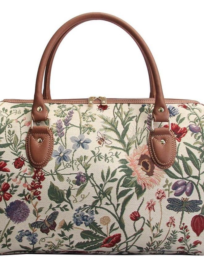 Tapestry Duffle Bag Overnight Bags Weekend Bag for Women with Sunflower Poppy Butterfly Dragonfly Design (TRAV-MGD)