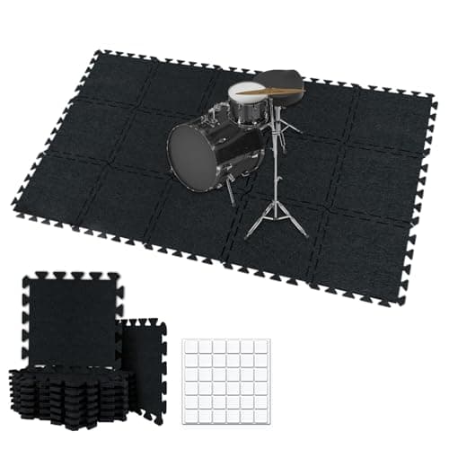 TroyStudio Thick Sound Absorbing Interlocking Floor Mats 15 Pcs 11x 11 x 05 inches High Density Piano Carpet Drum Rug NonSlip Anti Vibration Soundproof Pads Acoustic Blankets for Music Studio