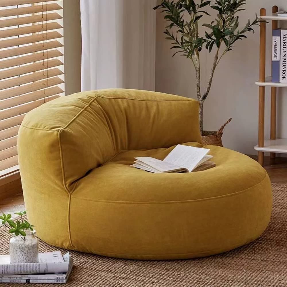 Bean Bag Chair Chenille Bean Bag Cover No FillerWashable Ultra Soft Pouf Ottoman Kids Adults Beanbag Chair Lazy Armchair Couch Floor Seating Living Room Furniture Color Ginger Size 100cm