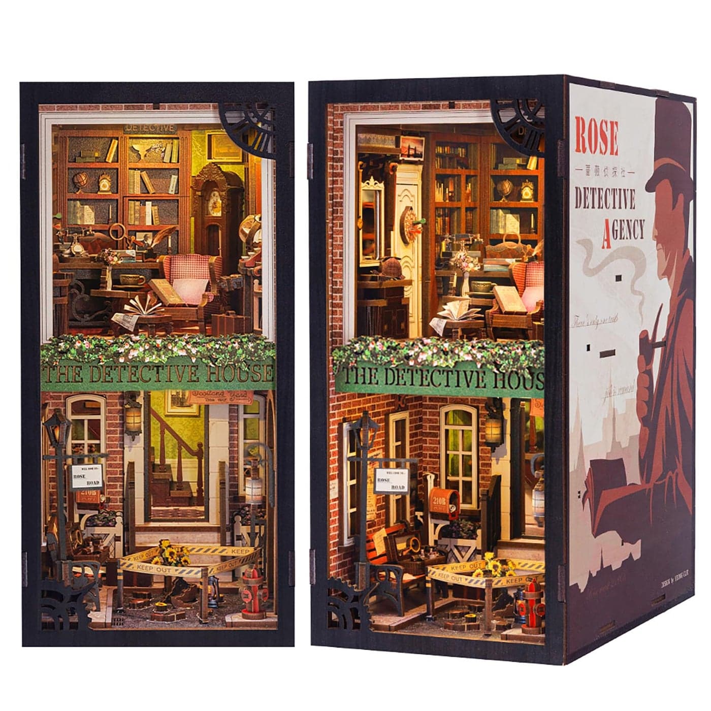 CUTEBEE DIY Book Nook Kit for Adults and Teens, DIY Wooden Miniature Tiny House Dollhouse Kit Bookshelf Booknook Bookcase Model Build Gift Kit Decor Alley with LED Light