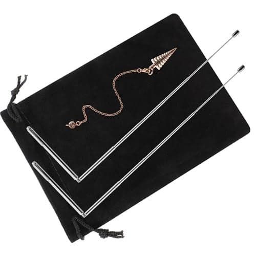 Jadive 3 Pieces Divining Rods Copper and Dowsing Pendulum for Ghost Hunting, Energy Healing, Divining Water includes 2 Retractable Rods with Copper Handle and 1 Pendulum Pendant(Silver)
