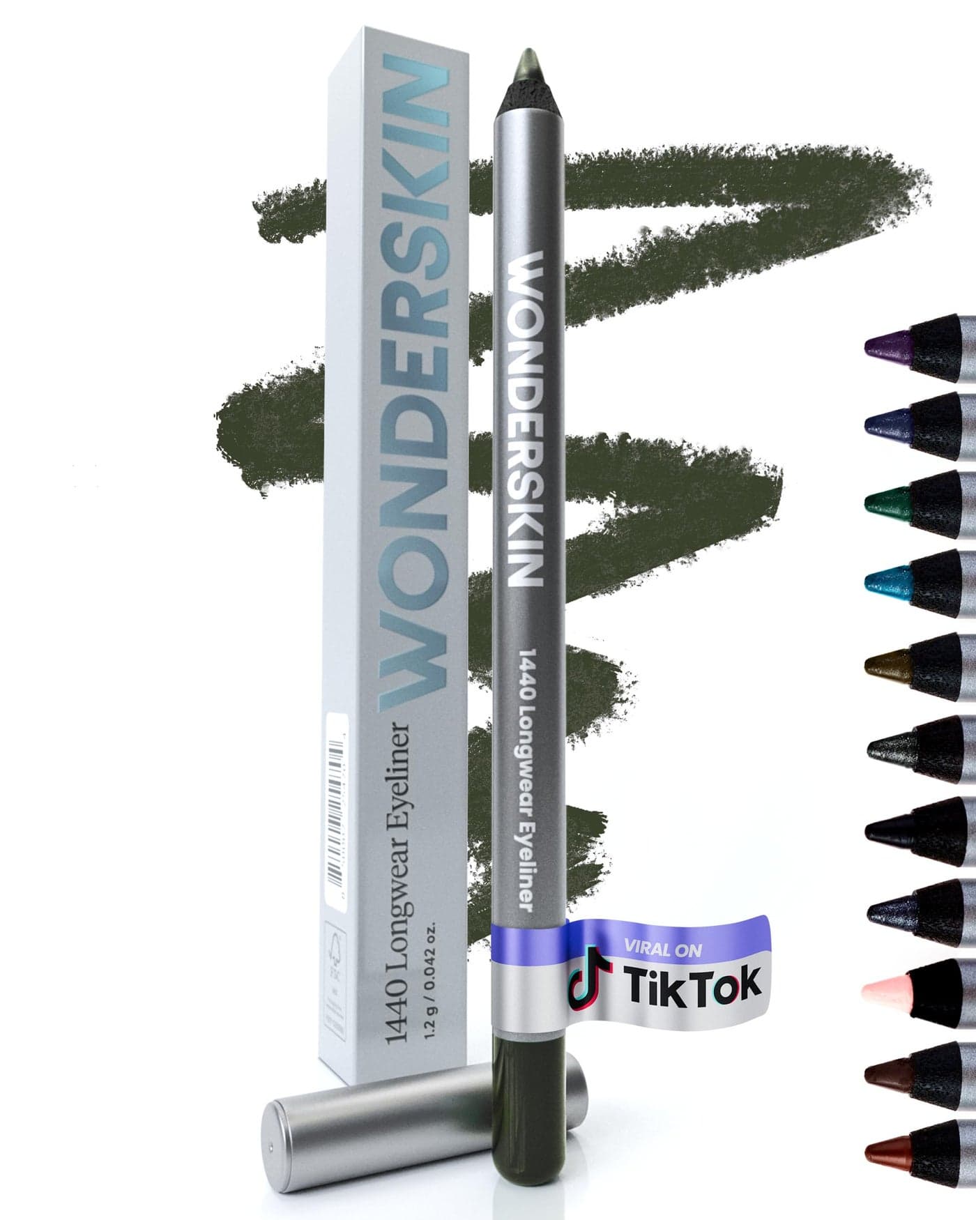 Wonderskin 1440 Longwear Green Waterproof Eyeliner Pencil Sharpenable Eyeliner Pencil and Smudge Proof Green Eye Liner Pencils Olive