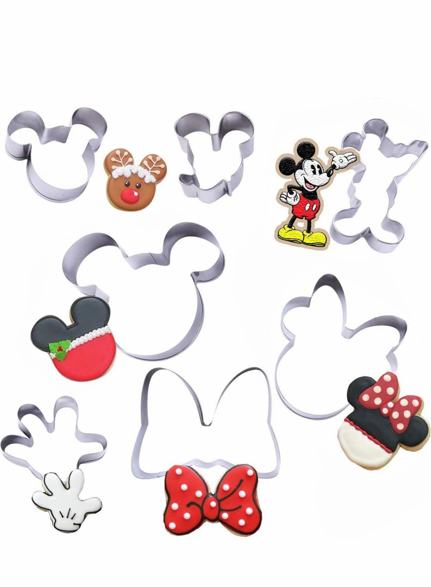Cookie Cutters Set 7 Pcs Stainless Steel Sandwich Cake Cutter Baking Molds Themed of Mickey Minnie Mouse
