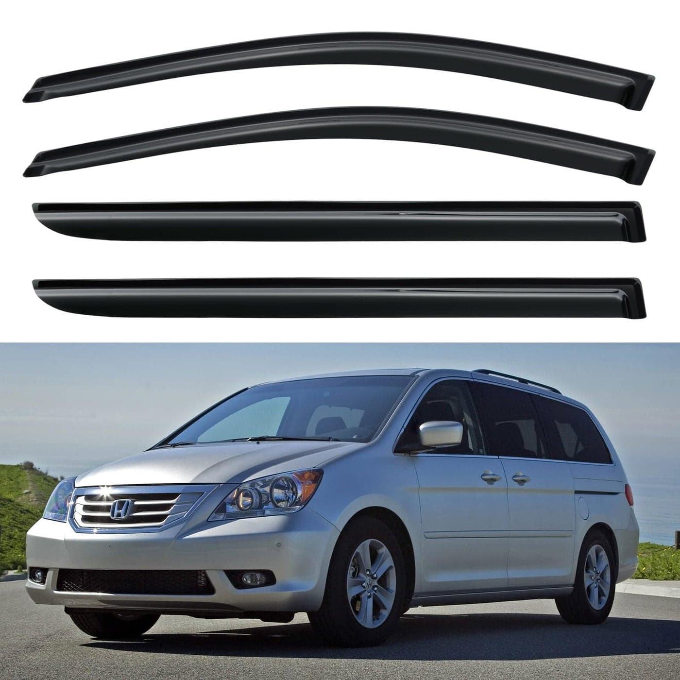 Window Rain Guards for 2005 2006 2007 2008 2009 2010 Honda Odyssey Window Vent Visors Shades Wind Deflectors for 05 06 07 08 09 10 Odyssey