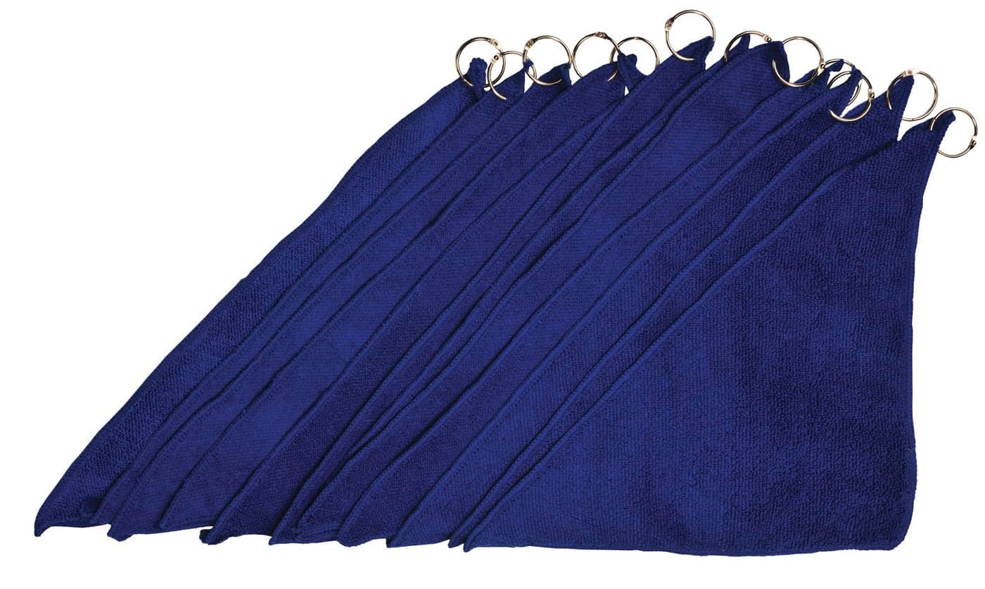 Kleenslate Microfiber Dry-Erase Cleaning Cloths with Rings, Blue, Pack of 12