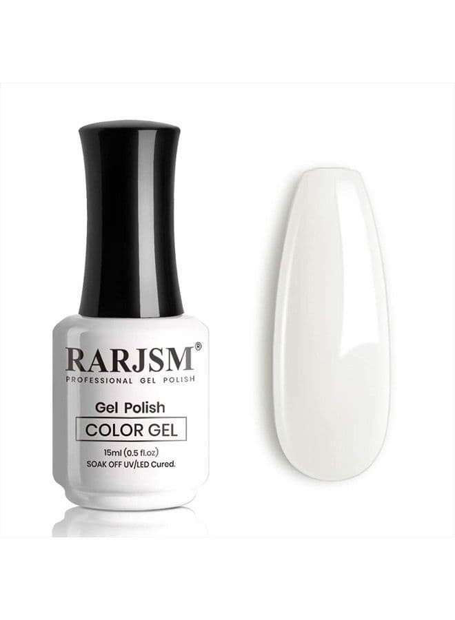 Milky White Gel Polish, 15ML French White Nail Art Manicure Varnish LED UV Translucent Gel Nail Polish Soak Off Clear Nail Gel Sheer White Gel Polish