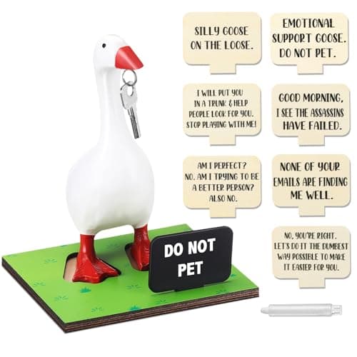 Relaxweex 10 Pcs Magnetic Goose Key Holder Wooden Base with Interchangeable Signs Writable Signs Chalk Accessories for Magnetic Key Holder Cute Resin Statue Decor(Goose Not Included) (Lovely)