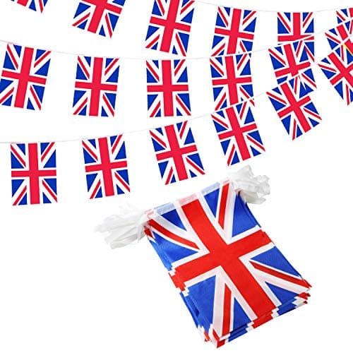 Anley United Kingdom String Flag UK String Pennant Banners Patriotic Events British Union Jack Decoration Sports Bars 33 Feet 38 Flags