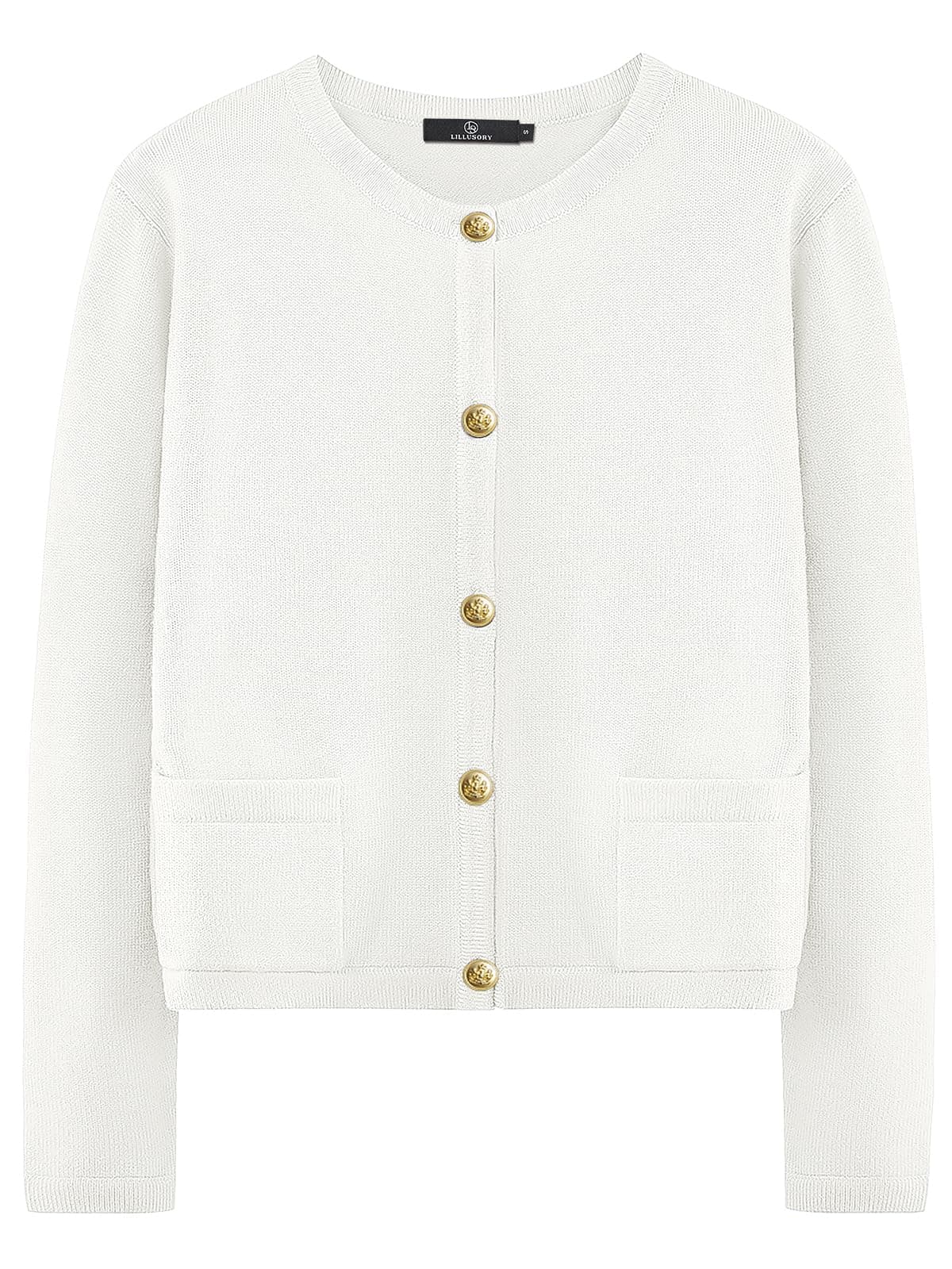 LILLUSORY Women Cardigan Sweaters Fall Outfit Clothes Fashion Cropped Jackets Trendy 2025 Casual Long Sleeve Tops AWhite M