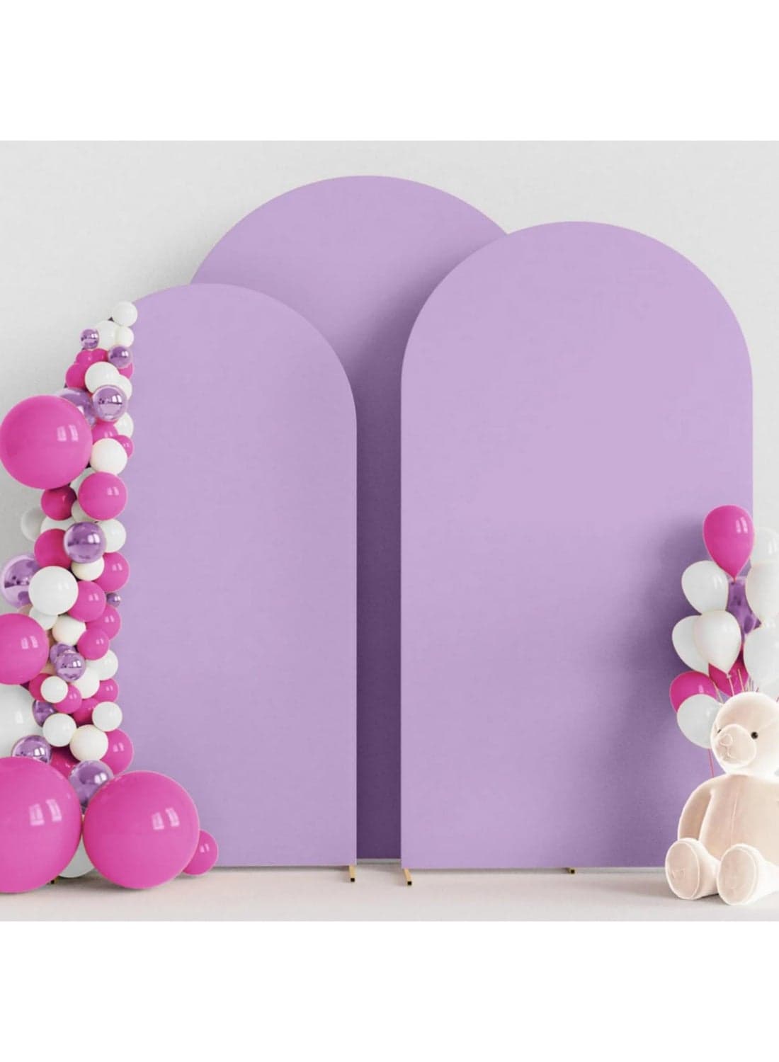 3PCS Arch Backdrop Covers Stretchy Spandex Wedding Arch Covers for Arch Stand Baby Shower Birthday Party Bridal Shower Decoration(6FT+6.6FT+7.2FT) (Purple)